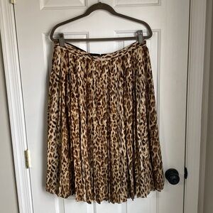 J.Crew Pleated Full Skirt with Lining Size 14 Leopard Print